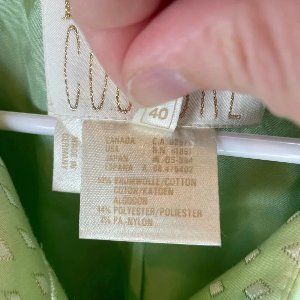 ESCADA Couture Women's Light Green Blazer Jacket Diamond Pattern Size 40